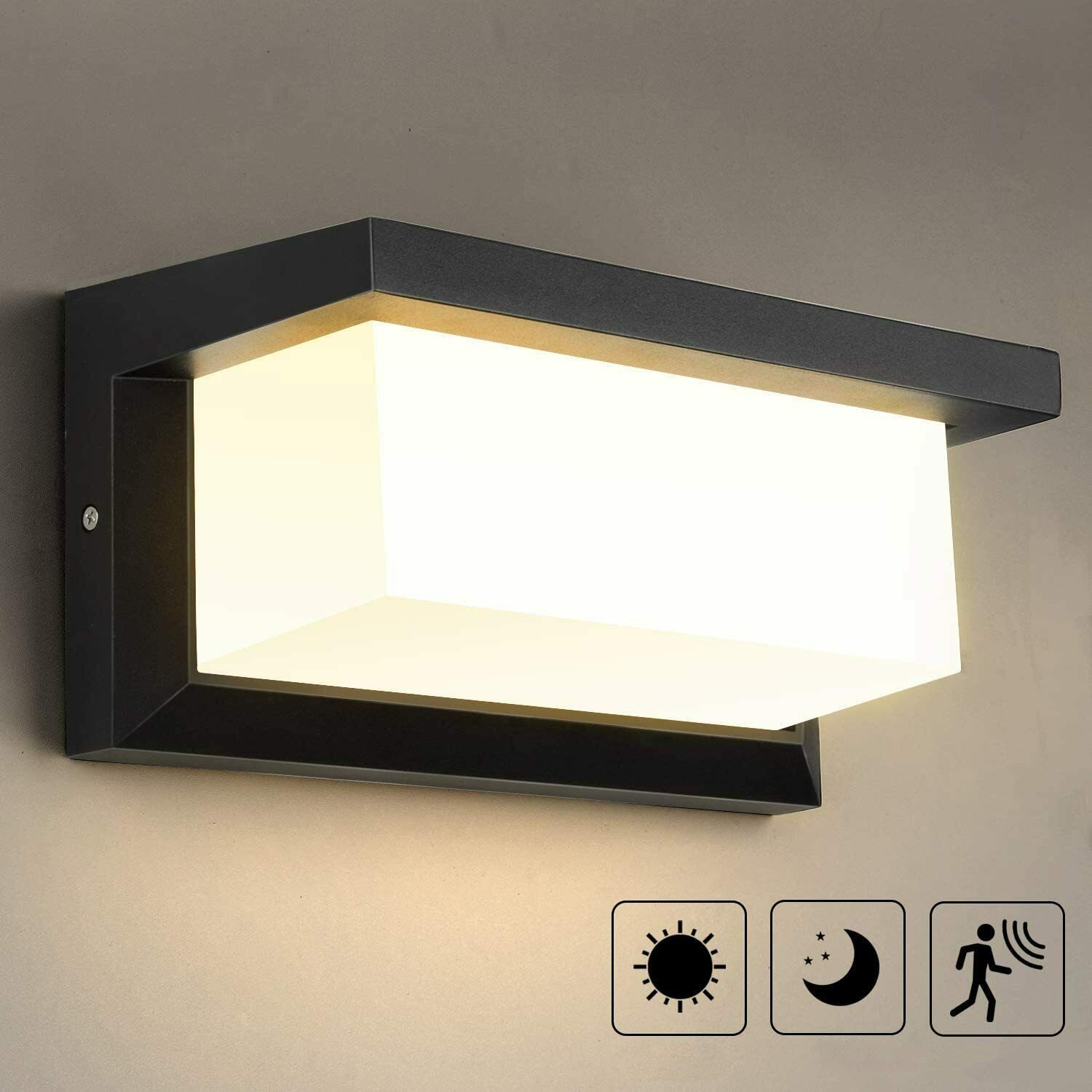 WILGOON Wandleuchte 18W LED Außenleuchte mit Bewegungsmelder LED Wandleuchte Außen Innen, Wasserdicht, Kaltweiß, Warmweiß, Wandlampe, 26x13x13 cm, Anthrazit Sensor Außenlampe