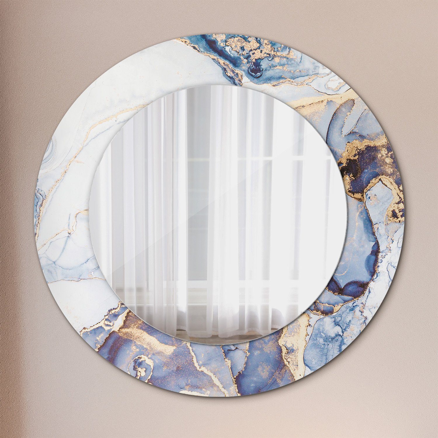Tulup Spiegel Modern Wandmontage Ø50cm Aufdruck Spiegel Rund: Wandspiegel mit Art Abstrakt