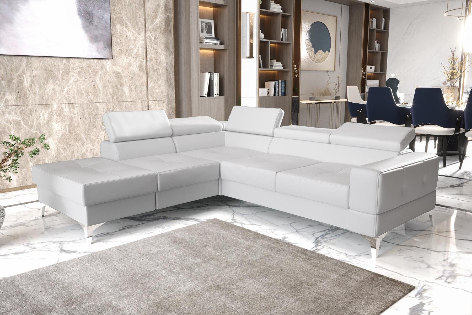 JVmoebel Ecksofa, Ecksofa L-Form Sofa Wohnlandschaft Polster Multifunktion Design Weiß