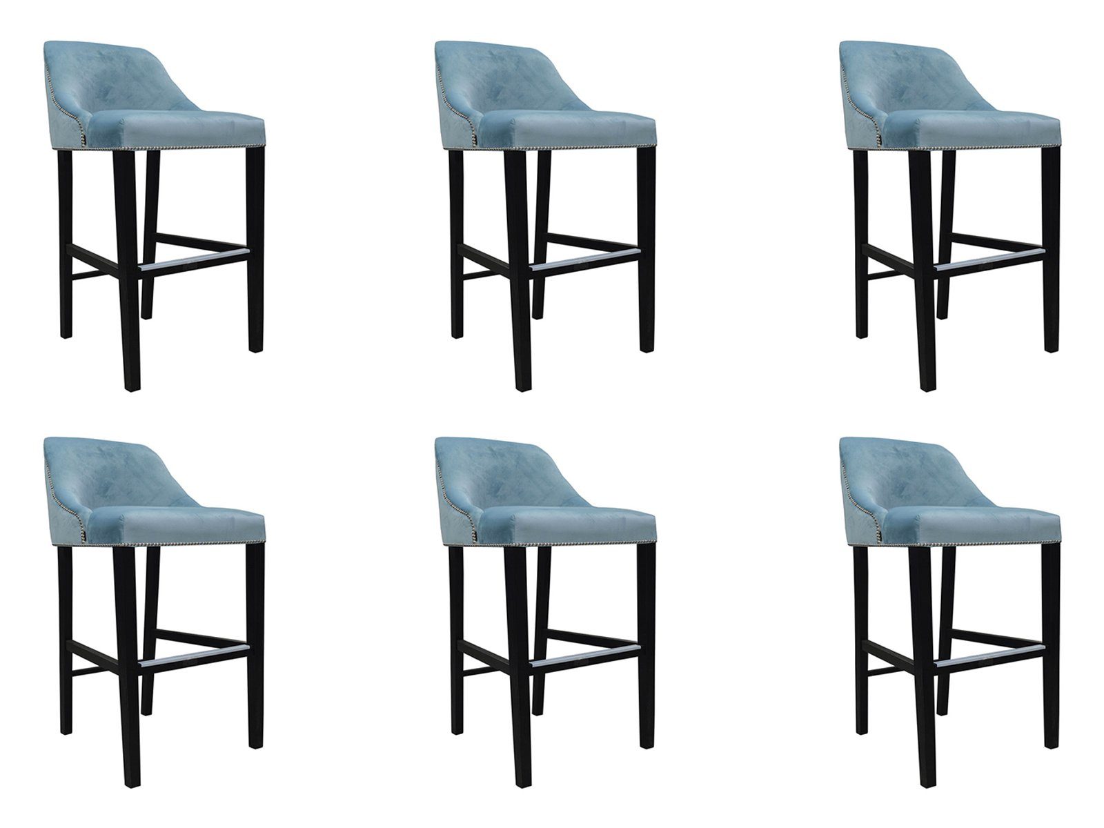 JVmoebel Stuhl, 6x Design Komplett Stuhl Set Barhocker Hocker Chesterfield Garnitur Set Stühle