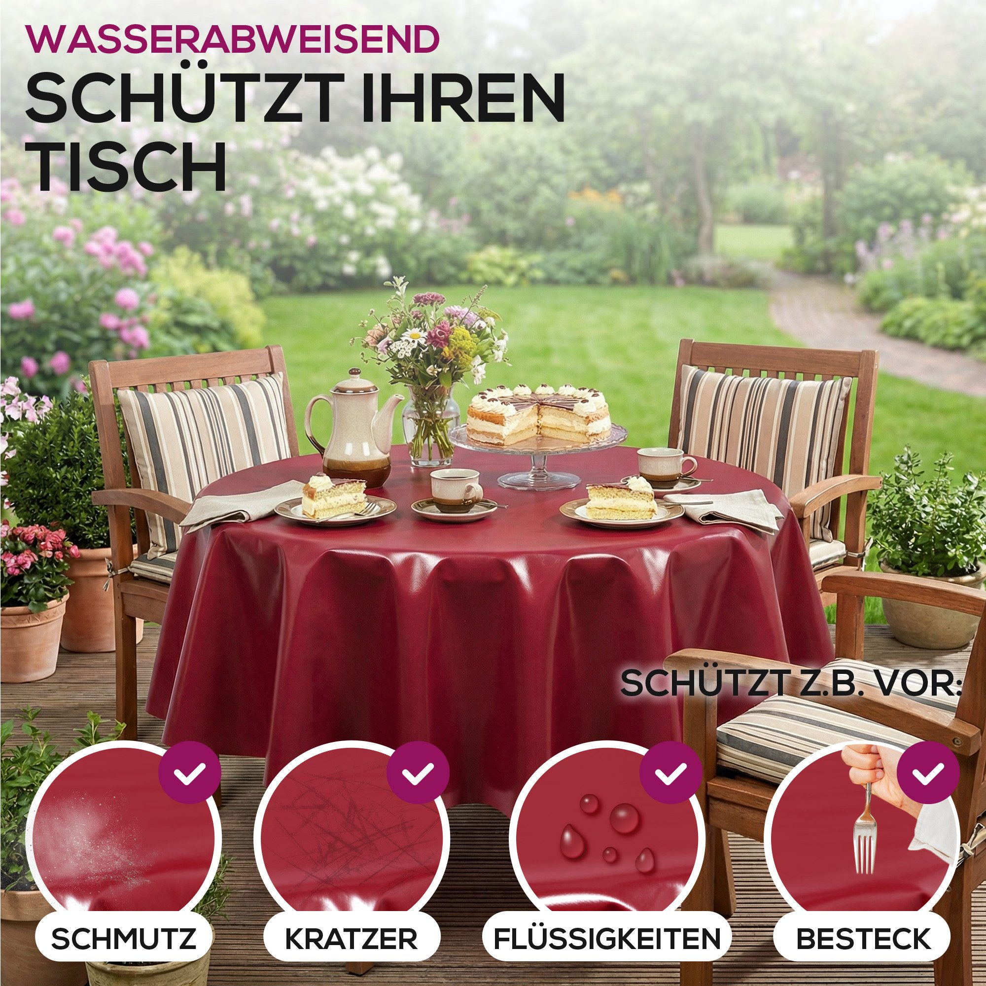 Beautex Tischdecke Uni Wachstuchtischdecke OVAL RUND ECKIG, Wachstuch abwischbar (1-tlg)