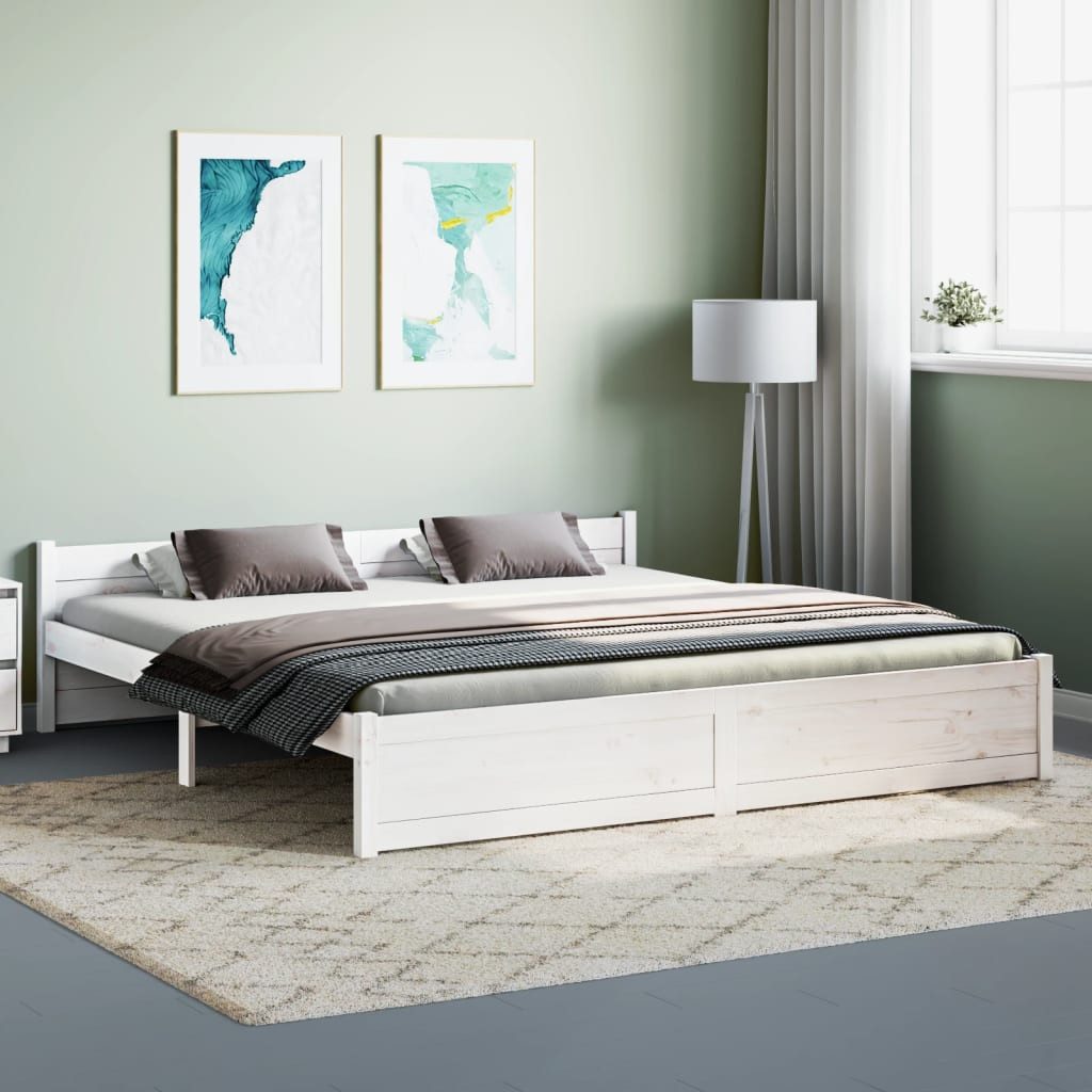 vidaXL Bett, Massivholzbett Weiß 180x200 cm günstig online kaufen