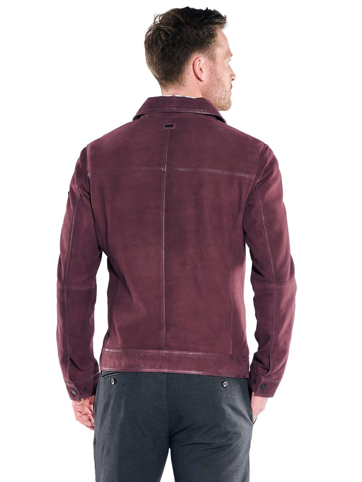 Engbers Lederjacke Herren Lederjacke aus Lammleder in Velouroptik, Bordeaux
