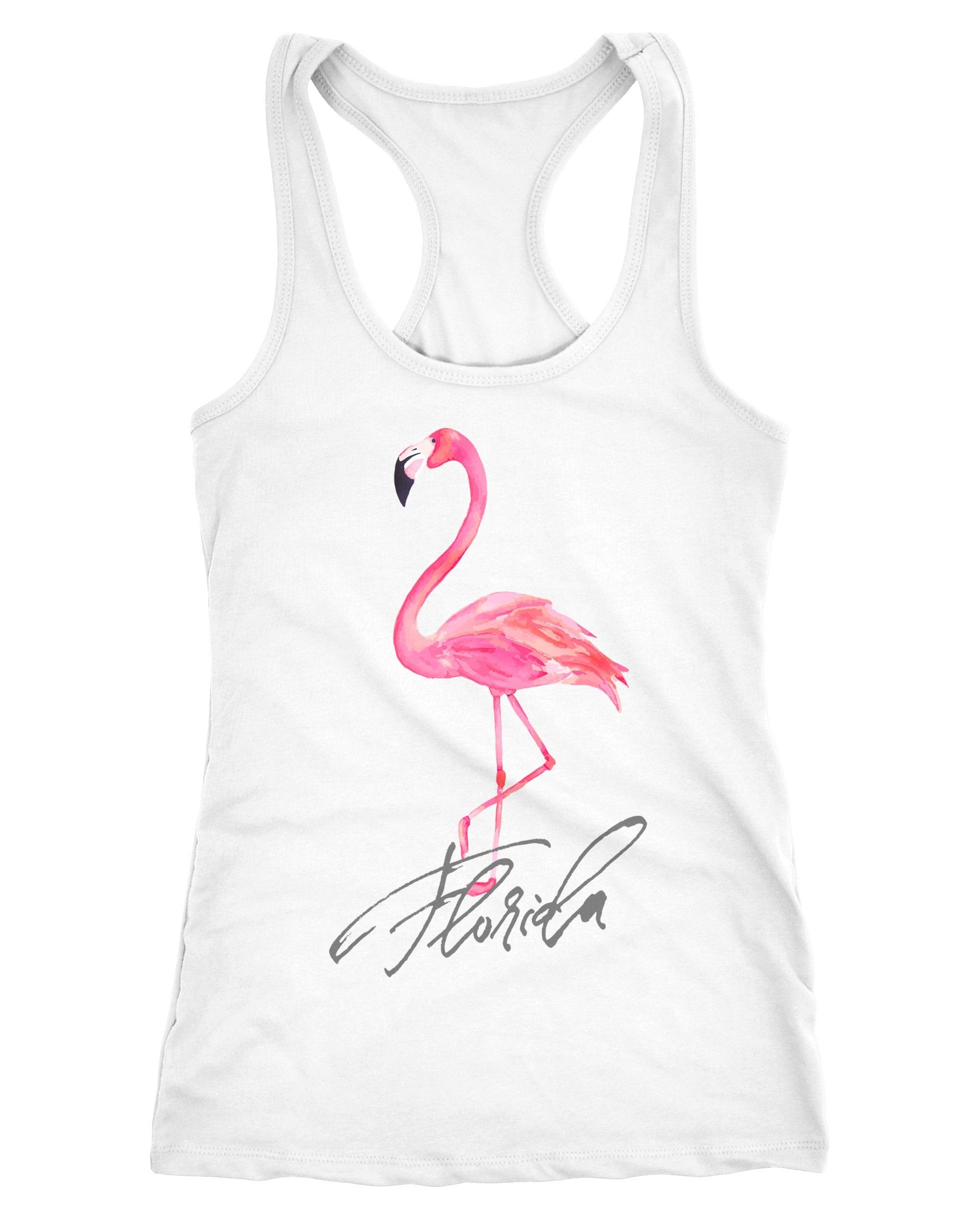 Tanktop Damen Tank-Top Shirt Flamingo Seepferdchen Florida Watercolor