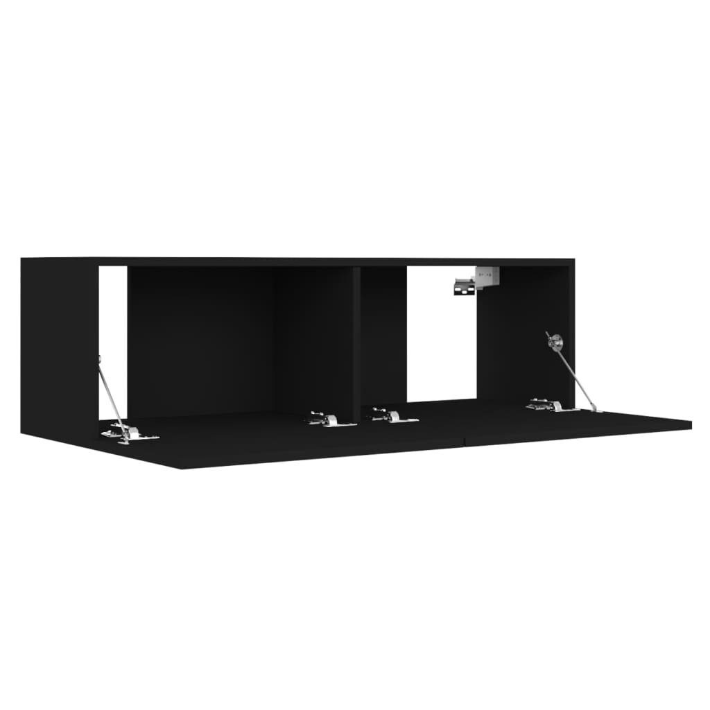 furnicato Holzwerkstoff TV-Schrank-Set Schwarz TV-Schrank 3-tlg.