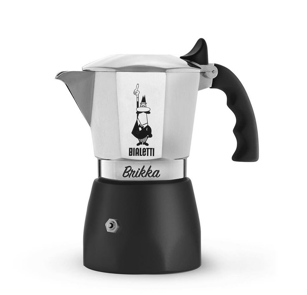 BIALETTI Espressokocher, 0,09l Kaffeekanne, Aluminium, für Gas-, Elektro- und Propan-Campingkocher, Silber/Schwarz