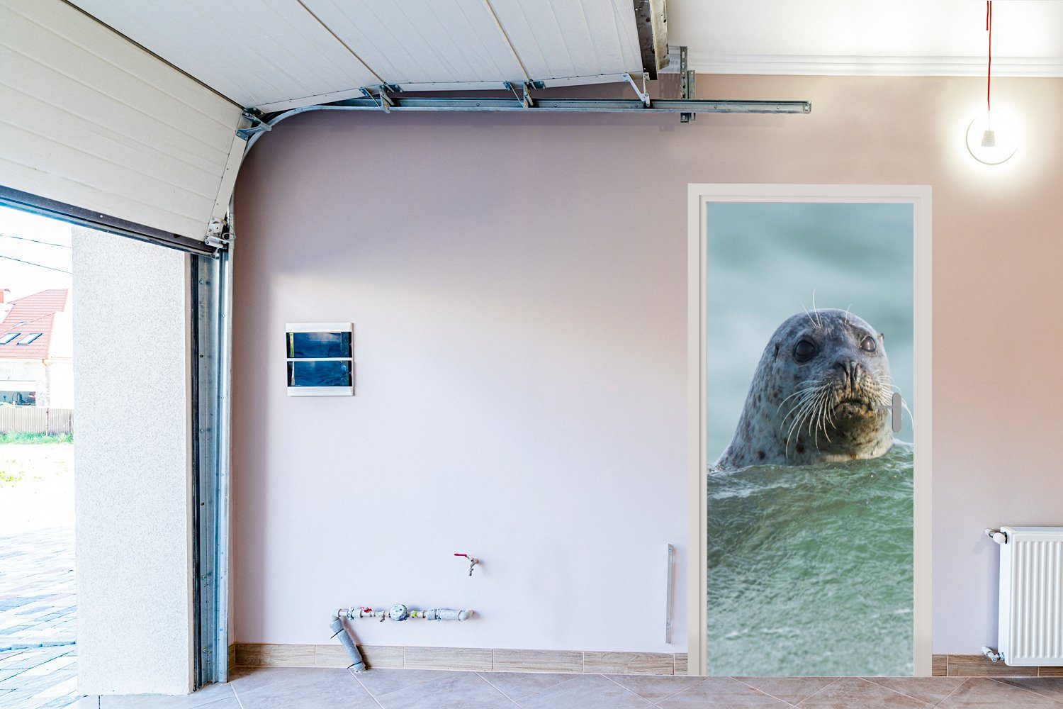 cm Türaufkleber, MuchoWow - für Seehund Wasser, - Fototapete bedruckt, Türtapete Matt, St), Tür, Nordsee 75x205 (1