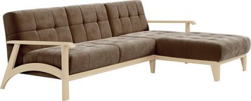 sit&more Ecksofa Billund L-Form, Armlehnen aus Buchenholz in natur, verschiedene Bezüge und Farben