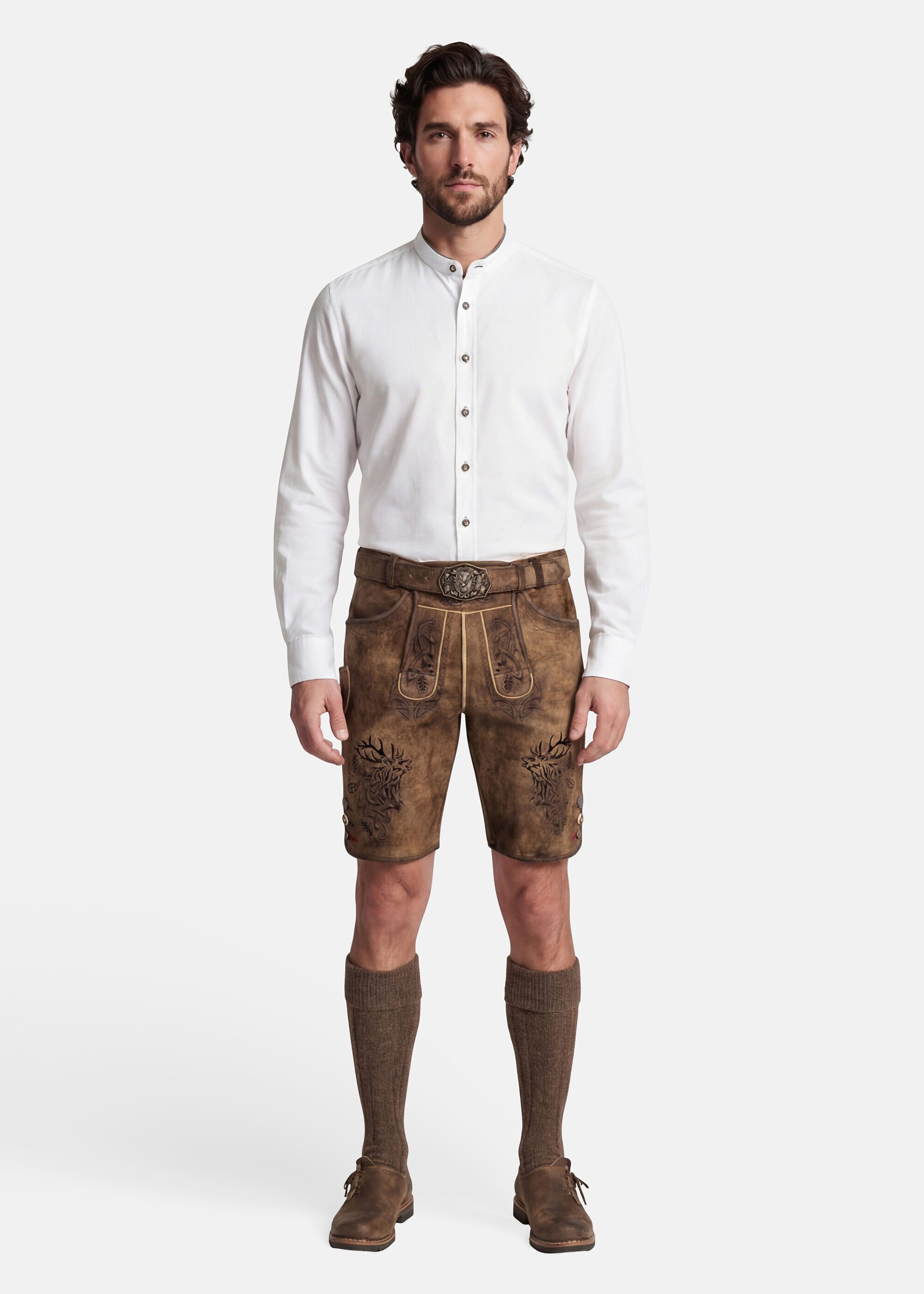 Spieth & Wensky Shorts Lederhose Nercel mit Hirschstickerei