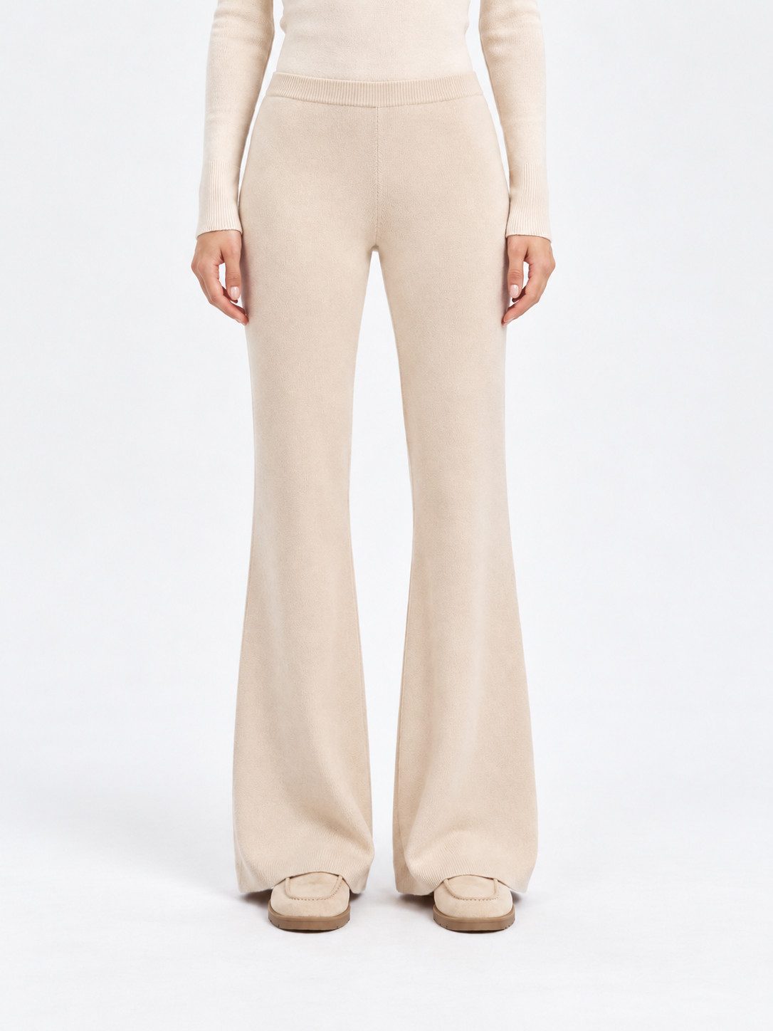 Passioni Strickhose Strickhose mit ausgestelltem Bein Strickhose mit elastischem Bund und leicht ausgestelltem Bein