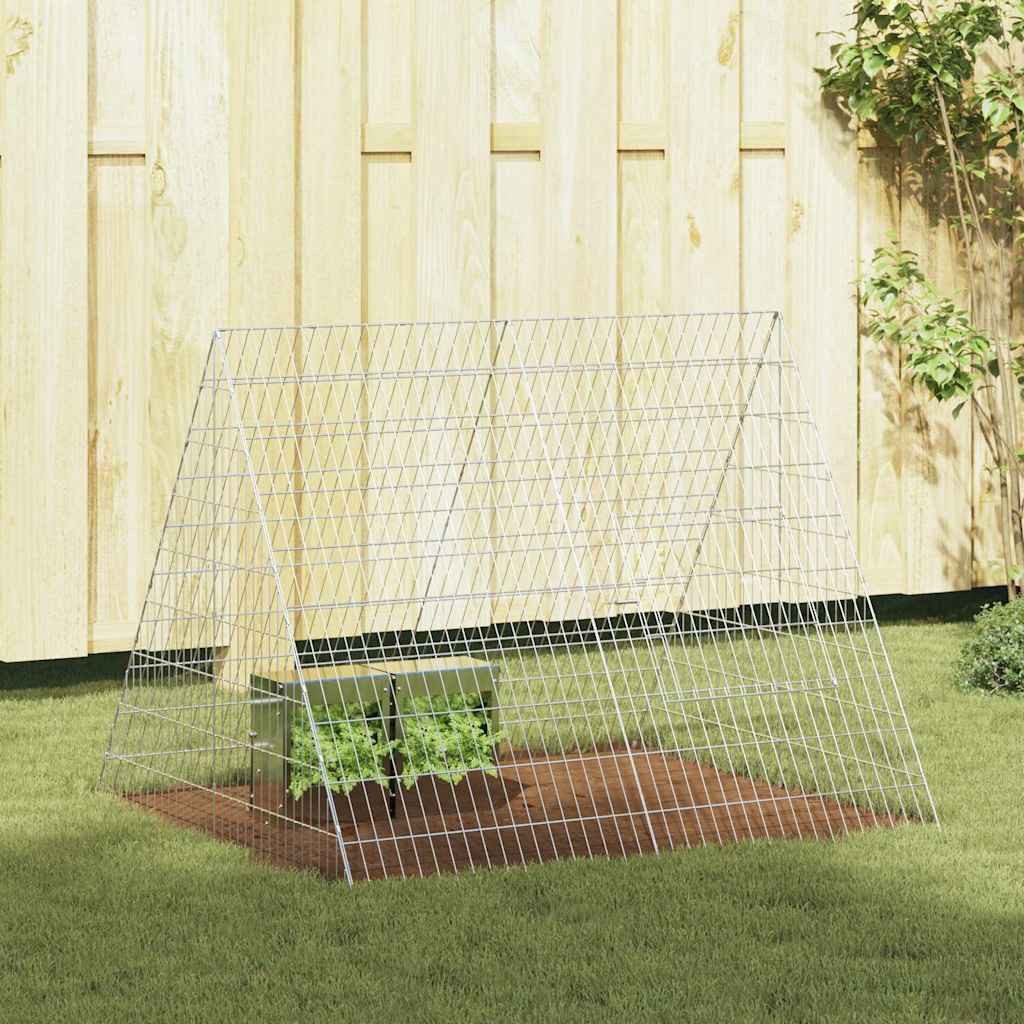 vidaXL Kleintierkäfig, Hasenkäfig Silber 215 x 100 x 85 cm Verzinkter Stahl