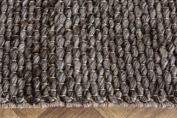 Teppich WOOL 240x160cm dunkelgrau, riess-ambiente, rechteckig, Höhe: 10 mm, Wohnzimmer · Wolle · Mischgewebe · Landhausstil