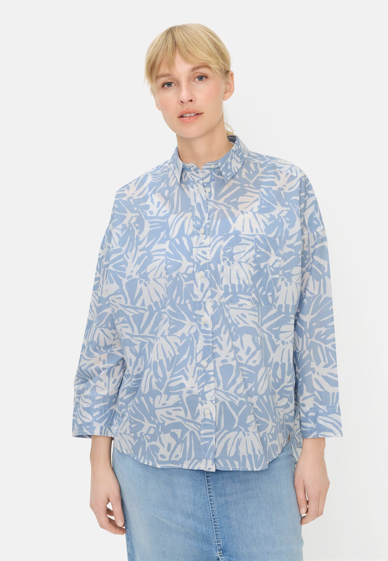 camel active Shirtbluse mit Knopfleiste Dreiviertelarm