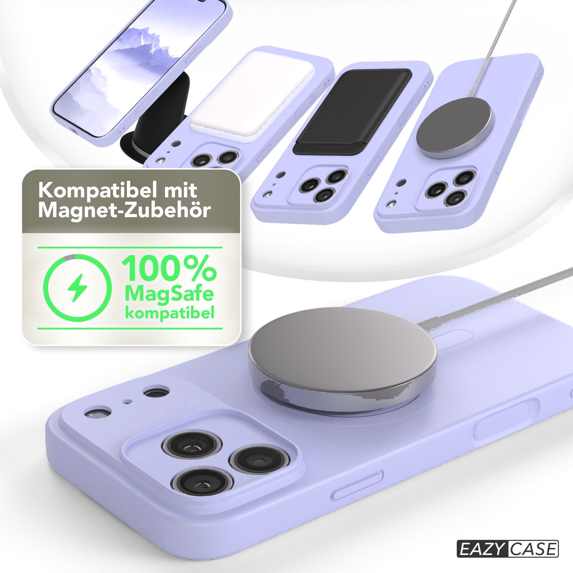 EAZY CASE Handyhülle für Apple iPhone 17 Pro Max Hülle Silikon 6,9 Zoll, MagSafe Soft-Silikonhülle kabelloses Laden matte Oberfläche Blau Lila – Bild 5 von 5