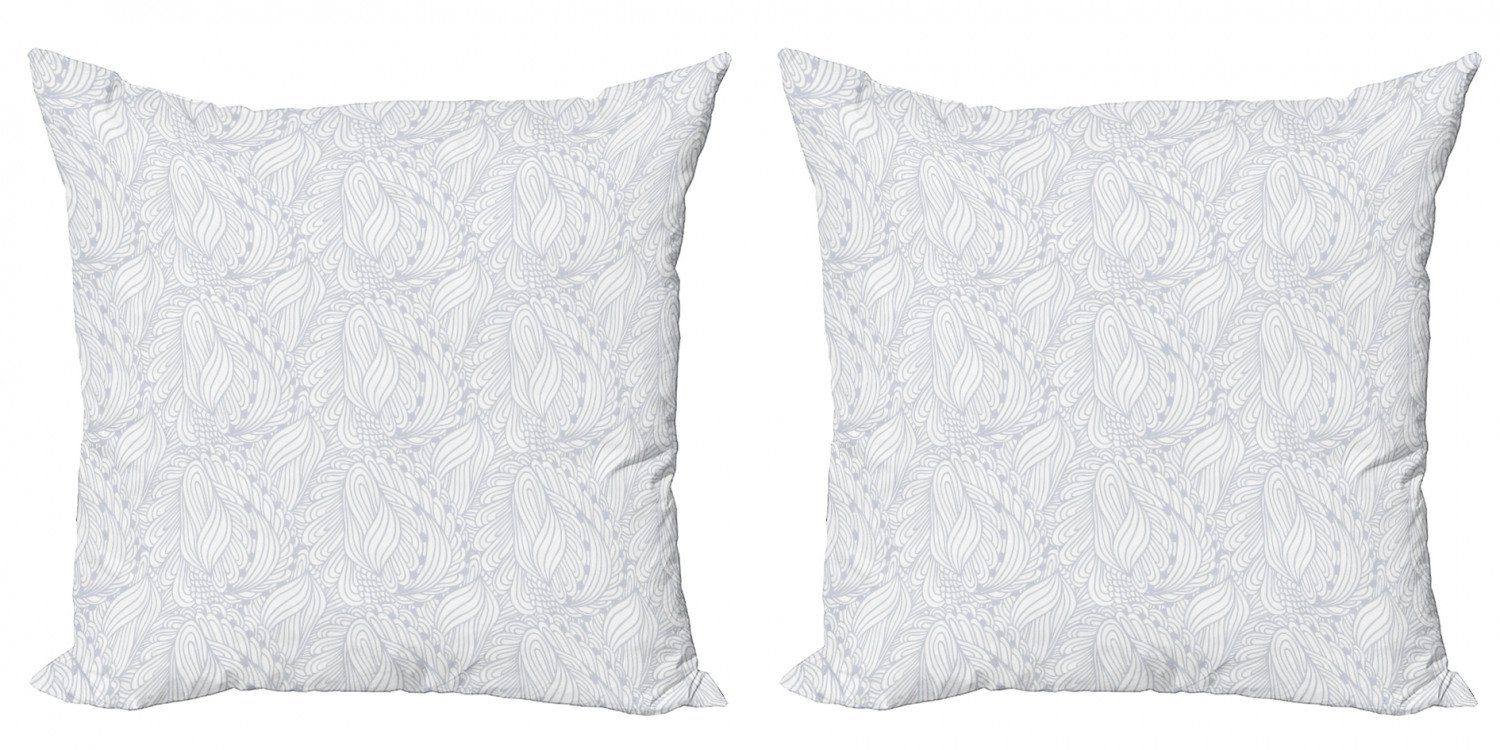 Grau Botanisch Doppelseitiger Kissenbezüge Stück), und Accent Digitaldruck, Abakuhaus Weiß Modern (2