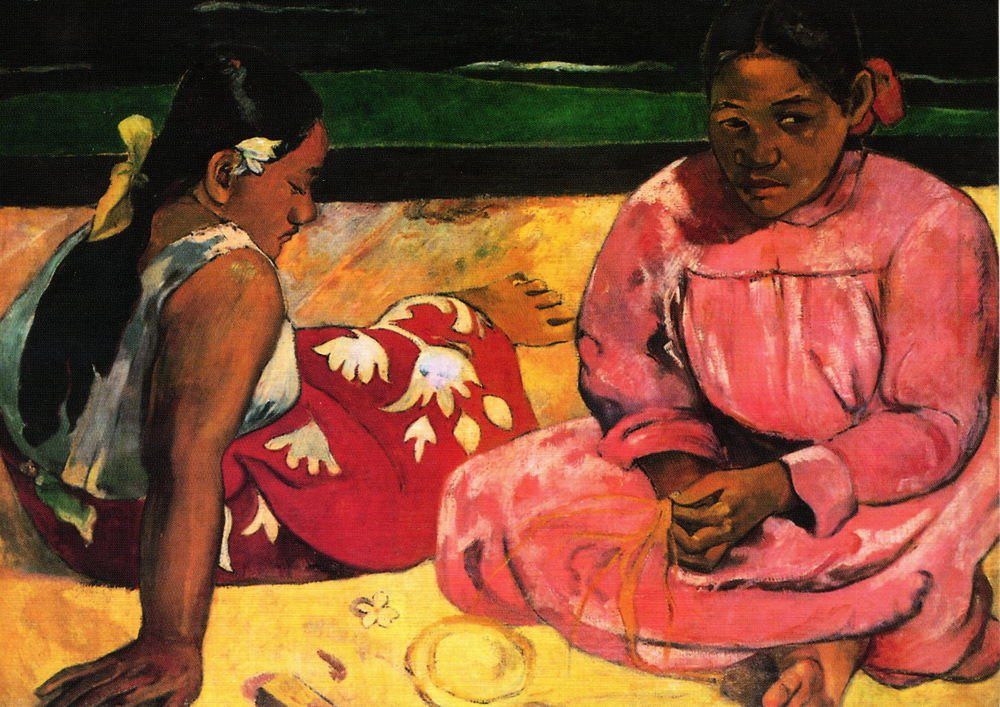 Gauguin Strand" Paul am "Frauen Kunstkarte Postkarte