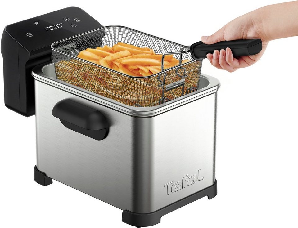 Tefal Fritteuse FR507D Family Pro Digital, 2400 W, 4 L,  spülmaschinengeeignet, digitaler LED-Bildschirm, Herausnehmbarer  Frittierbehälter, emailliert