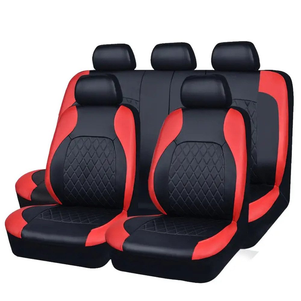 RefinedFlare Autositzschutz 5-Sitzer-Autositzbezug aus Leder, passend für die meisten Autos, Verbessern Sie effektiv die Innenausstattung Ihres Autos