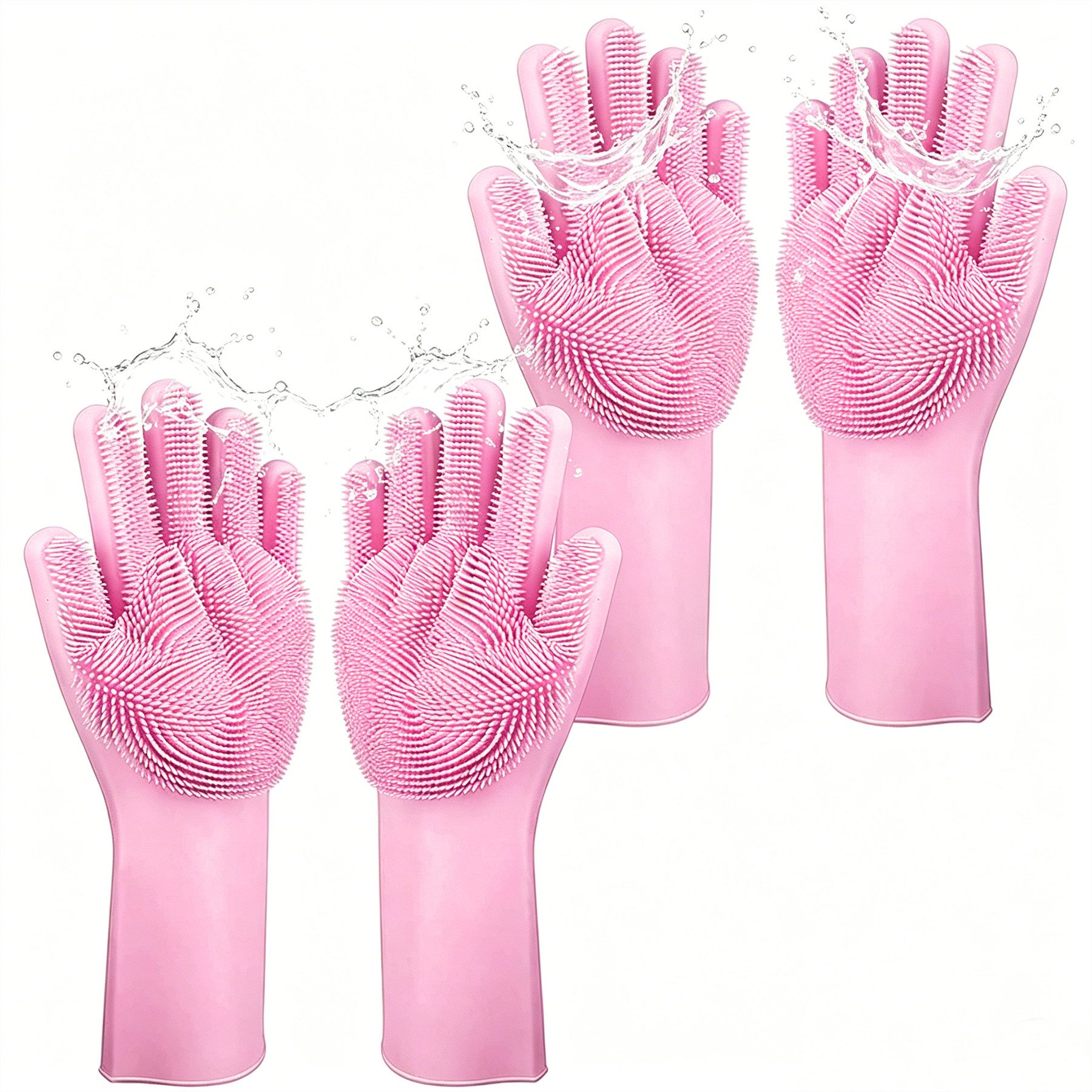 Mutig Putzhandschuh 2 stk Silikon-Scheuerhandschuhe, Haustier Grooming Handschuhe (Hitzebeständiger Silikon-Reinigungshandschuh, mit Aufhängedesign, Wiederverwendbare Reinigungshandschuhe, umweltfreundlich & BPA-frei) mit Schrubbe zum Geschirrspülen, Badezimmer, Küche &  Haustierpflege