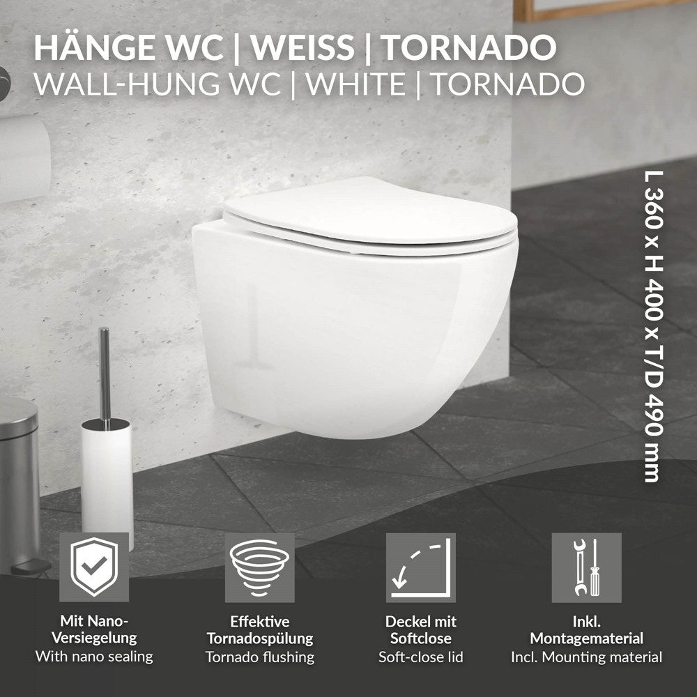 LuxeBath Tiefspül-WC Spülrandloses Hänge WC aus günstig online kaufen