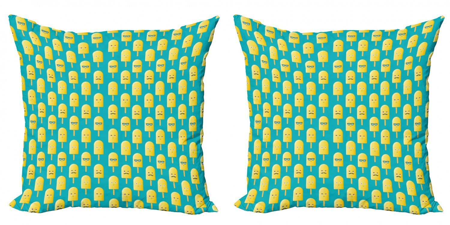 Kissenbezüge Modern Accent Doppelseitiger Digitaldruck, Abakuhaus (2 Stück), Eis Lemon Flavor Gesicht