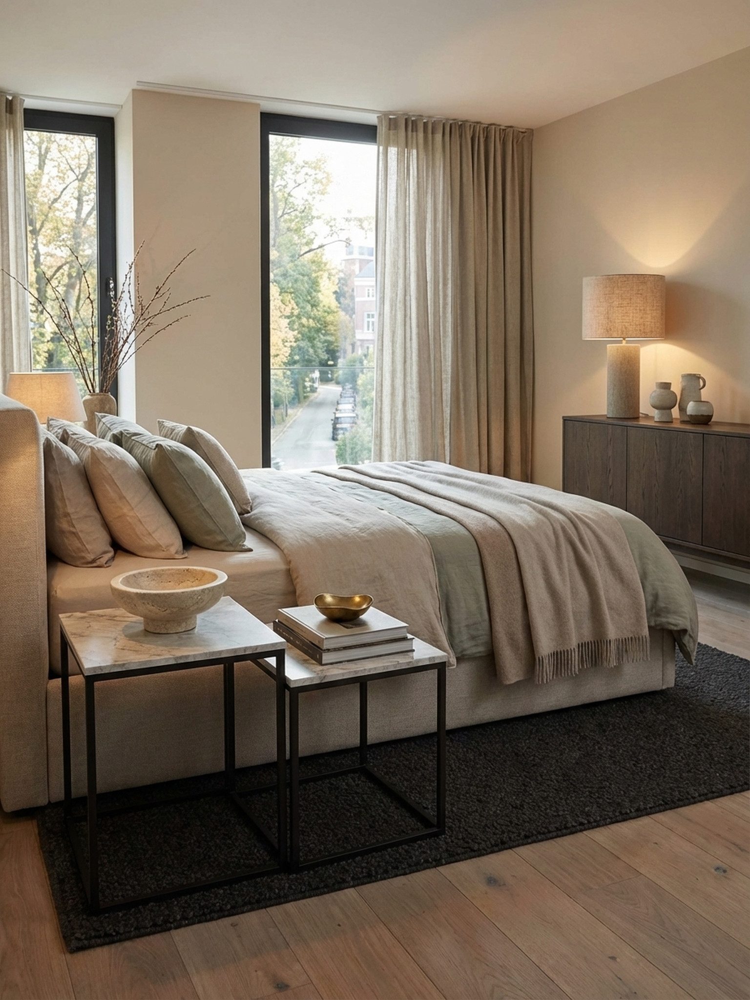 KADIMA DESIGN Satztisch Design Beistelltisch 2er Set Marmor Optik Weiß, Couchtisch 2 teilig, Tischgestell Schwarz, Kleine Wohnzimmertische, Moderne Satztische