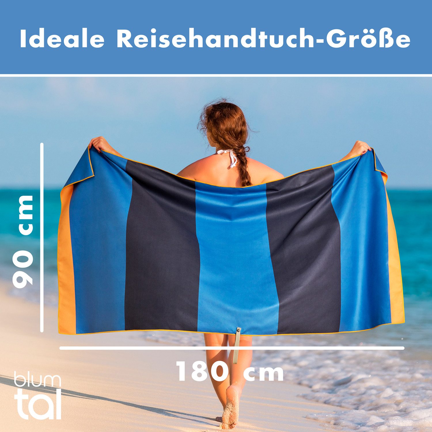 Blumtal Reisehandtuch Strandhandtuch 90x180 cm aus Mikrofaser - kompakt & s günstig online kaufen