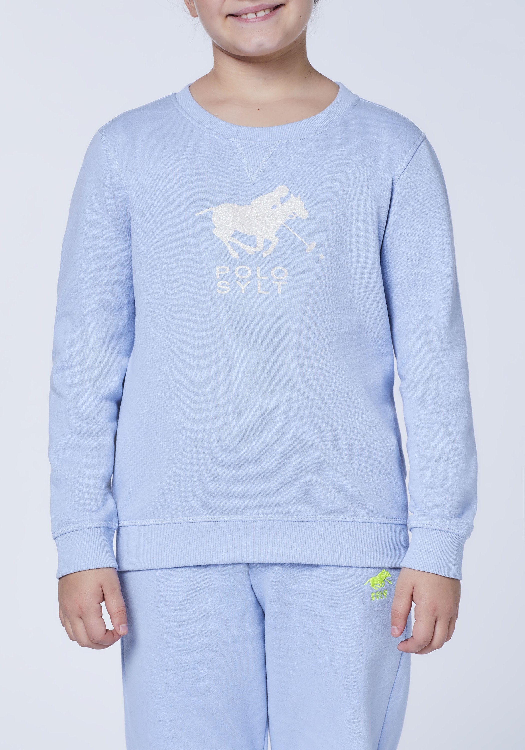 Polo Sylt Sweatshirt mit Brunnera Glitzer-Label-Print Blue