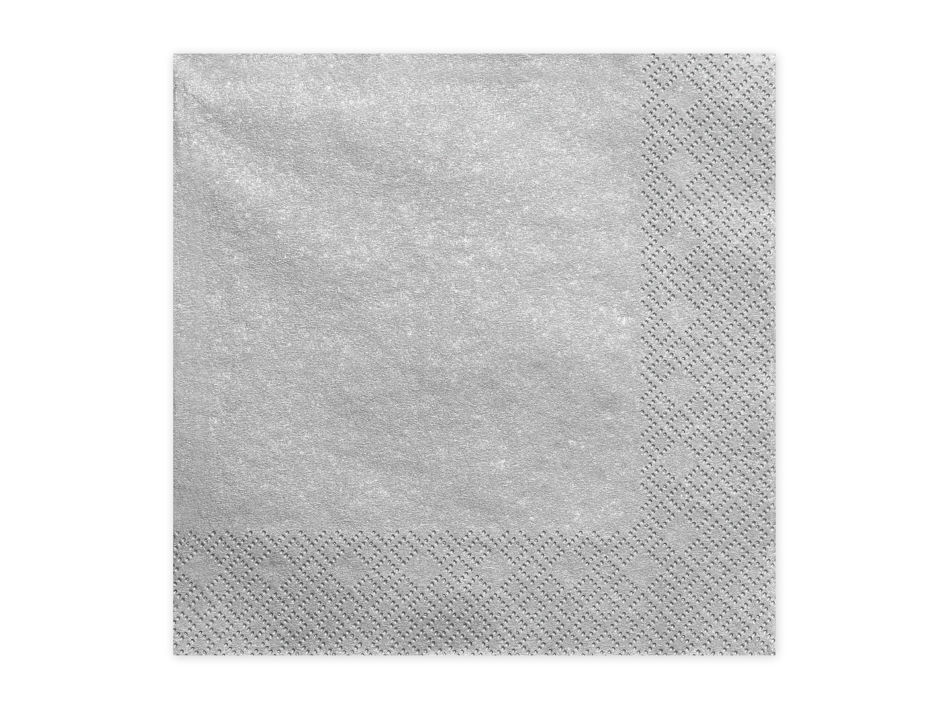 partydeco Papierserviette Servietten Uni 20Stk./33x33cm, Silber-Metallic