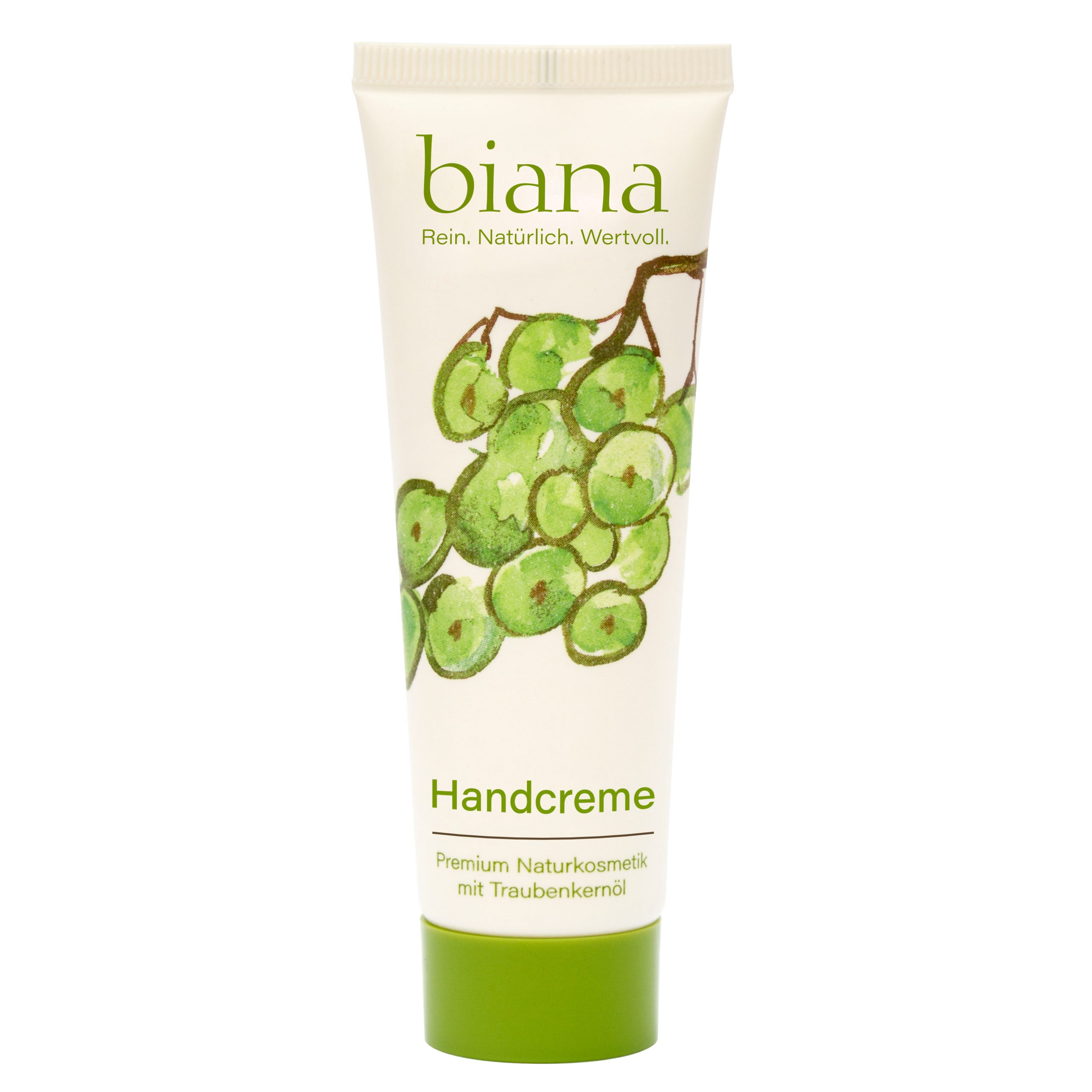 biana Handcreme – Premium Naturkosmetik mit Traubenkernöl OPC, in einer innovativen Holztuben Verpackung