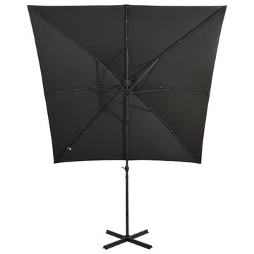 vidaXL Sonnenschirm Ampelschirm mit Mast und LED-Leuchten Anthrazit 250 cm