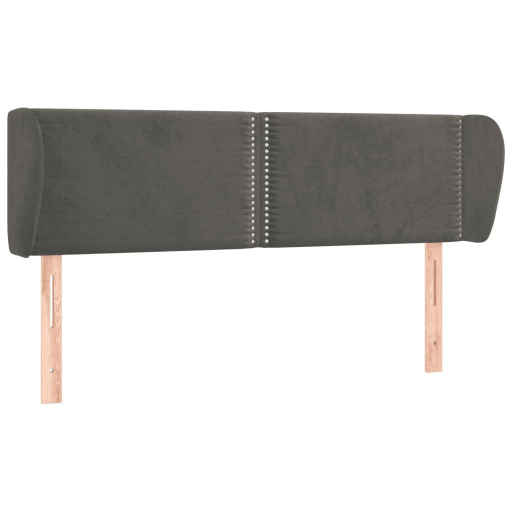 Bett Kopfteil mit Ohren Dunkelgrau 147x23x78/88 cm Samt