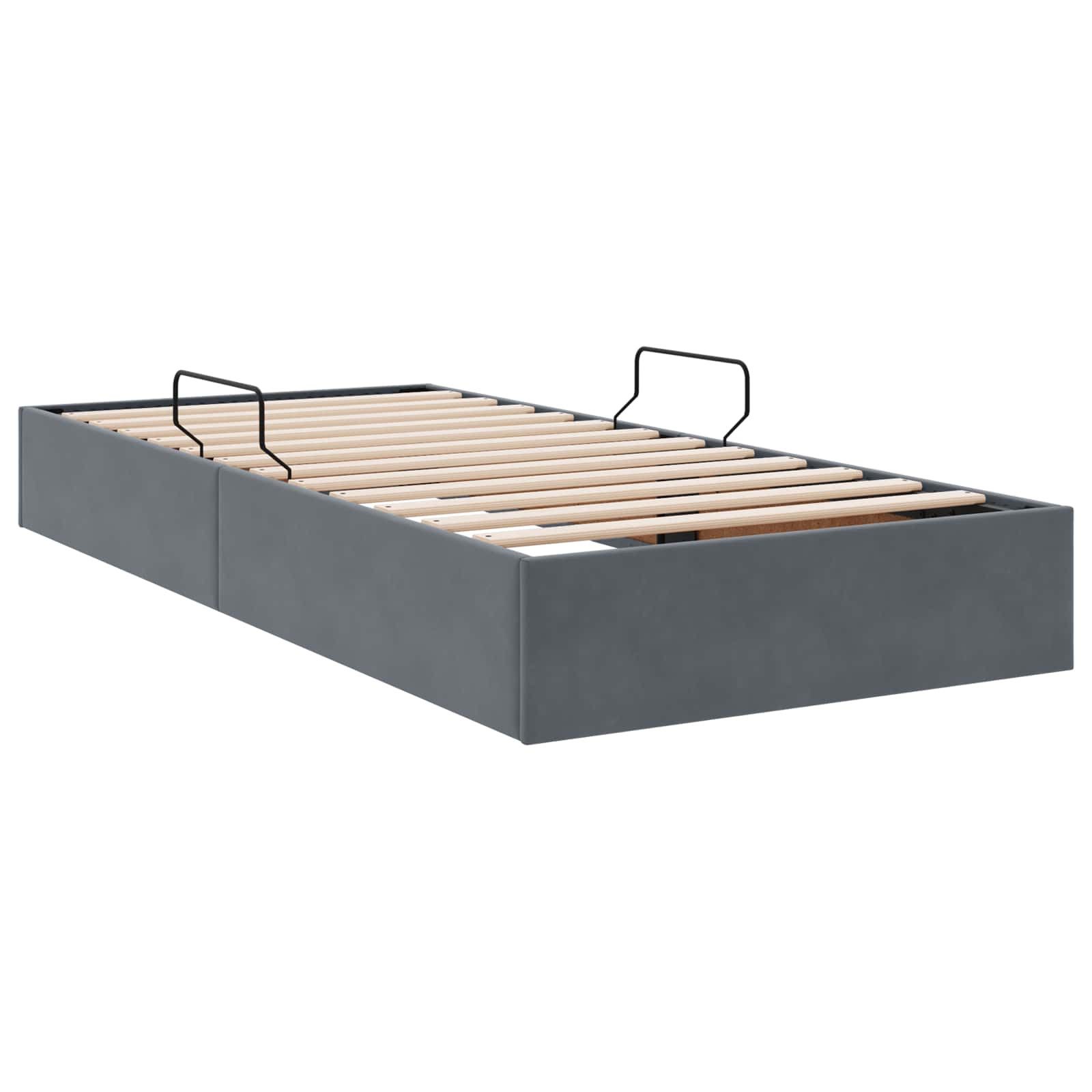 vidaXL Bett Ottoman Bettgestell mit Speicher Dunkelgrau 100 x 200 cm Samt (1-tlg) – Bild 5 von 5