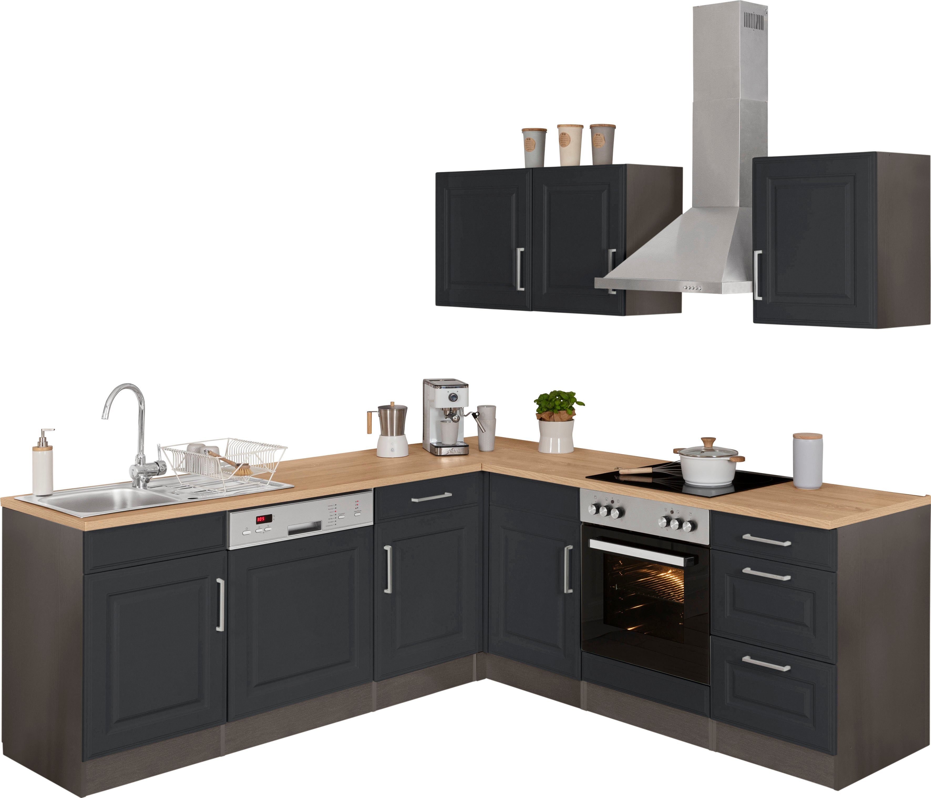KOCHSTATION Winkelküche, Stellbreite 220x220 cm, wahlweise mit E-Geräten, MDF-Fronten