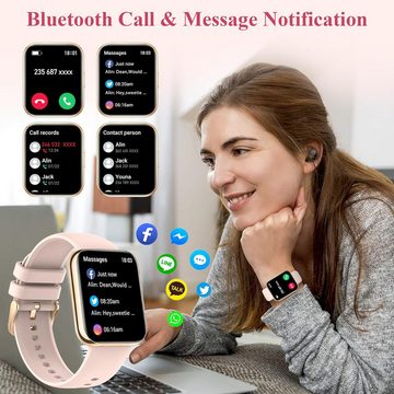 Betatree 100+ Sport Anrufen und WhatsApp Funktion, Sprachassistent Smartwatch (1,85 Zoll, Android/iOS), mit Herzfrequenzmesser, Schlafmonitor, SpO2, Nicht stören Modus