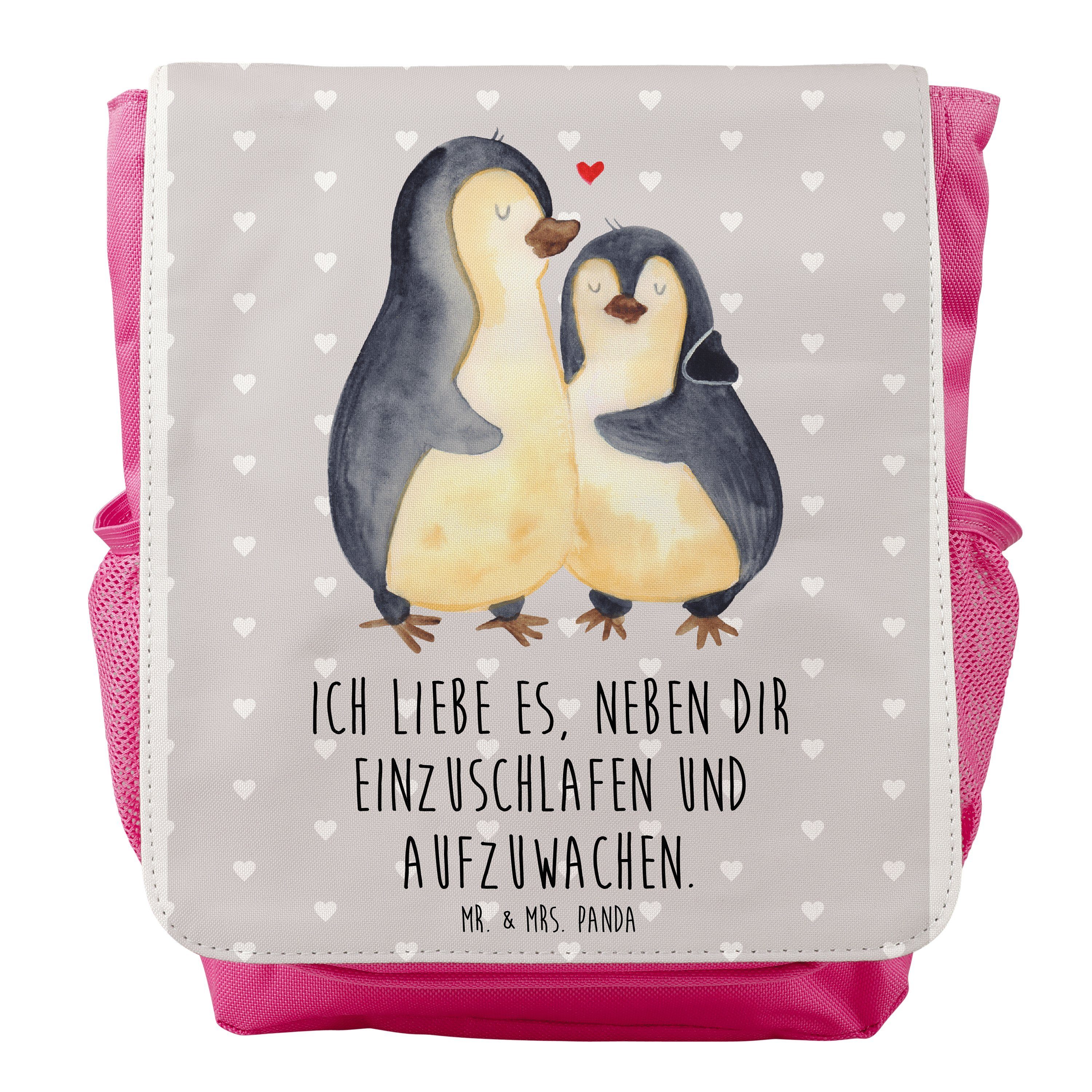 Mr. & Mrs. Panda Kinderrucksack Pinguine Einschlafen - Grau Pastell - Geschenk, Heiraten, Rucksack, f