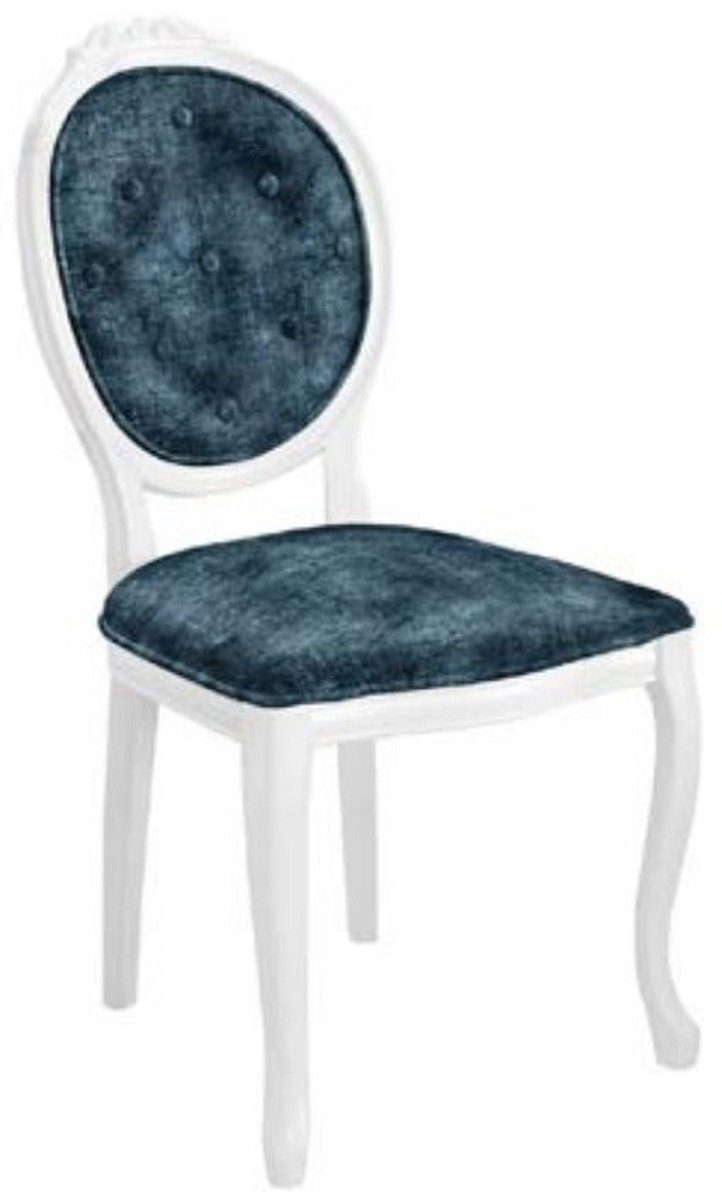 Casa Padrino Esszimmerstuhl Barock Esszimmerstuhl / Set Blau Stühle Barock Möbel Barockstil im Küchen - Handgefertigte - Esszimmer Weiß 6