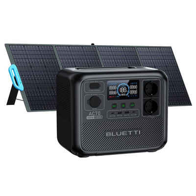 BLUETTI Stromerzeuger AC70 768Wh Solar generator mit Solar panel, 1,00 in kW, (2 1000W AC Ausgänge, 100W Typ-C, mit BLUETTI PV200 200W), für Reise, Camping