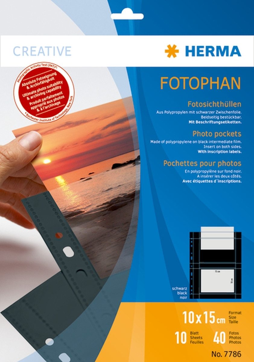 HERMA Prospekthülle Fotophan-Sichthüllen 10x15cm quer schwarz VE=10 Hüllen