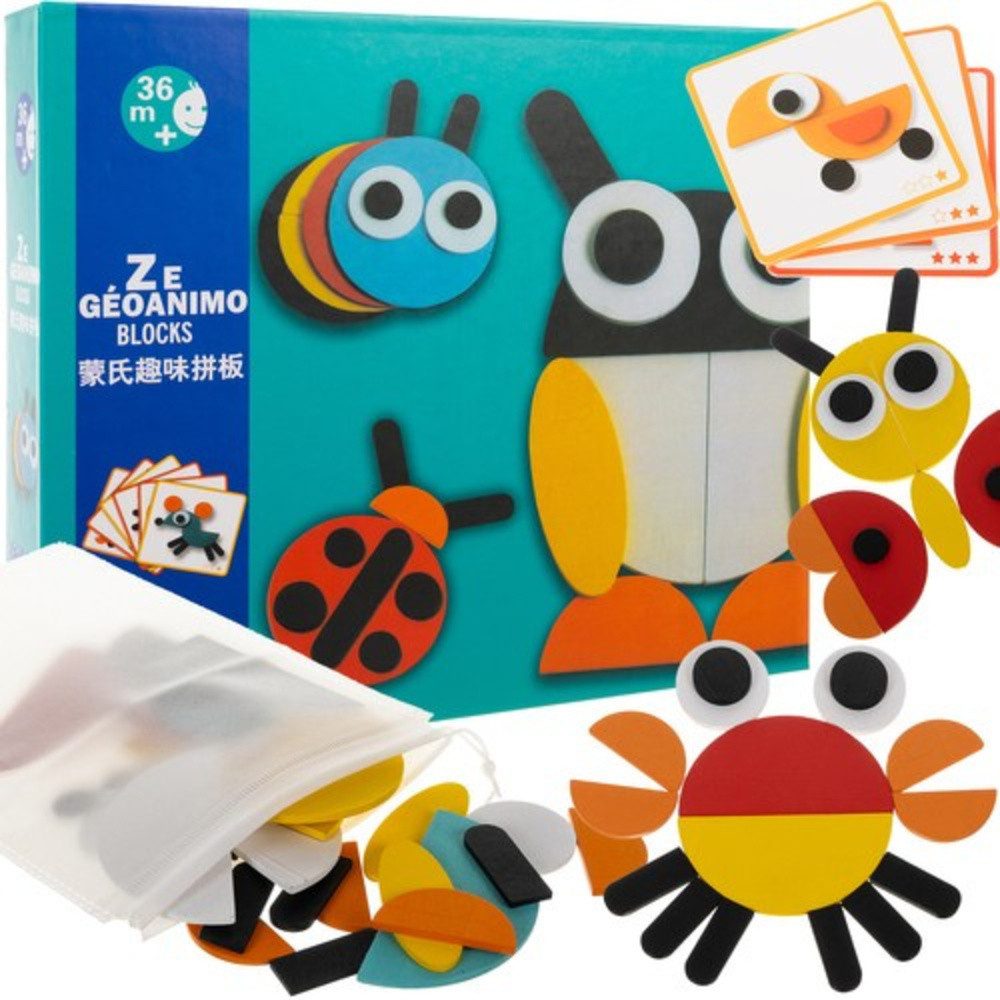 KRUZZEL Steckpuzzle Tierfiguren Holzpuzzle, 29 Puzzleteile, 20 Musterbilder Tierfiguren