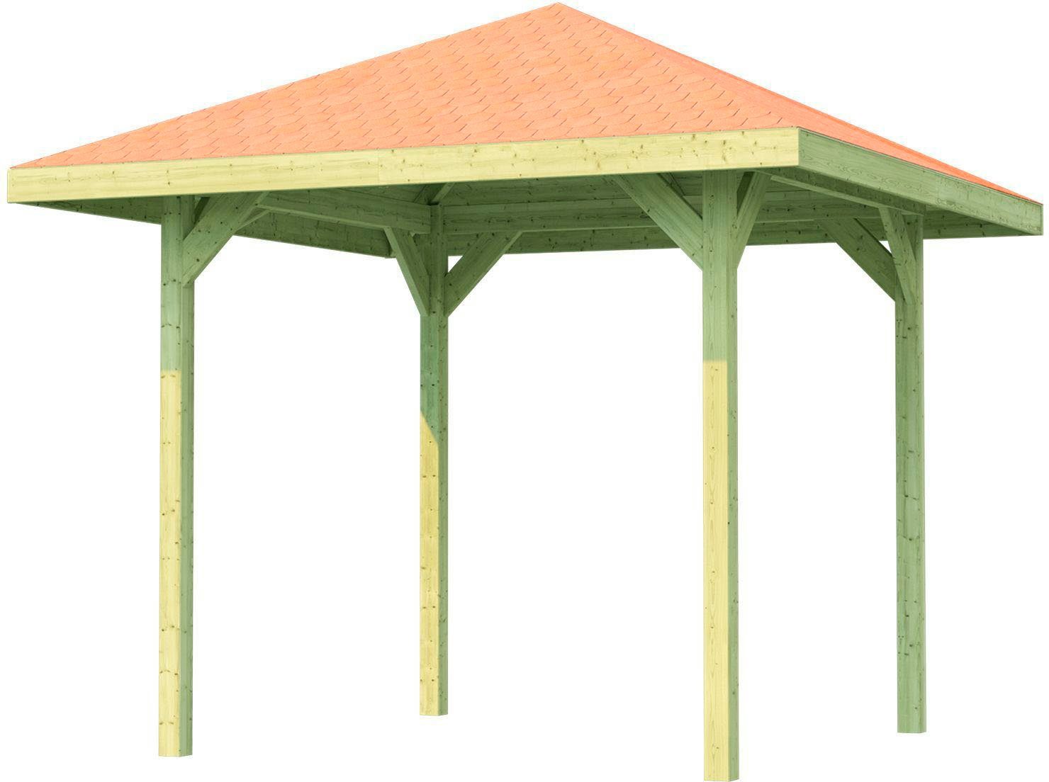 weka Pavillon Gartenoase 651 Gr.1, inkl. roten Dachschindeln, 19 mm Massivholzdach