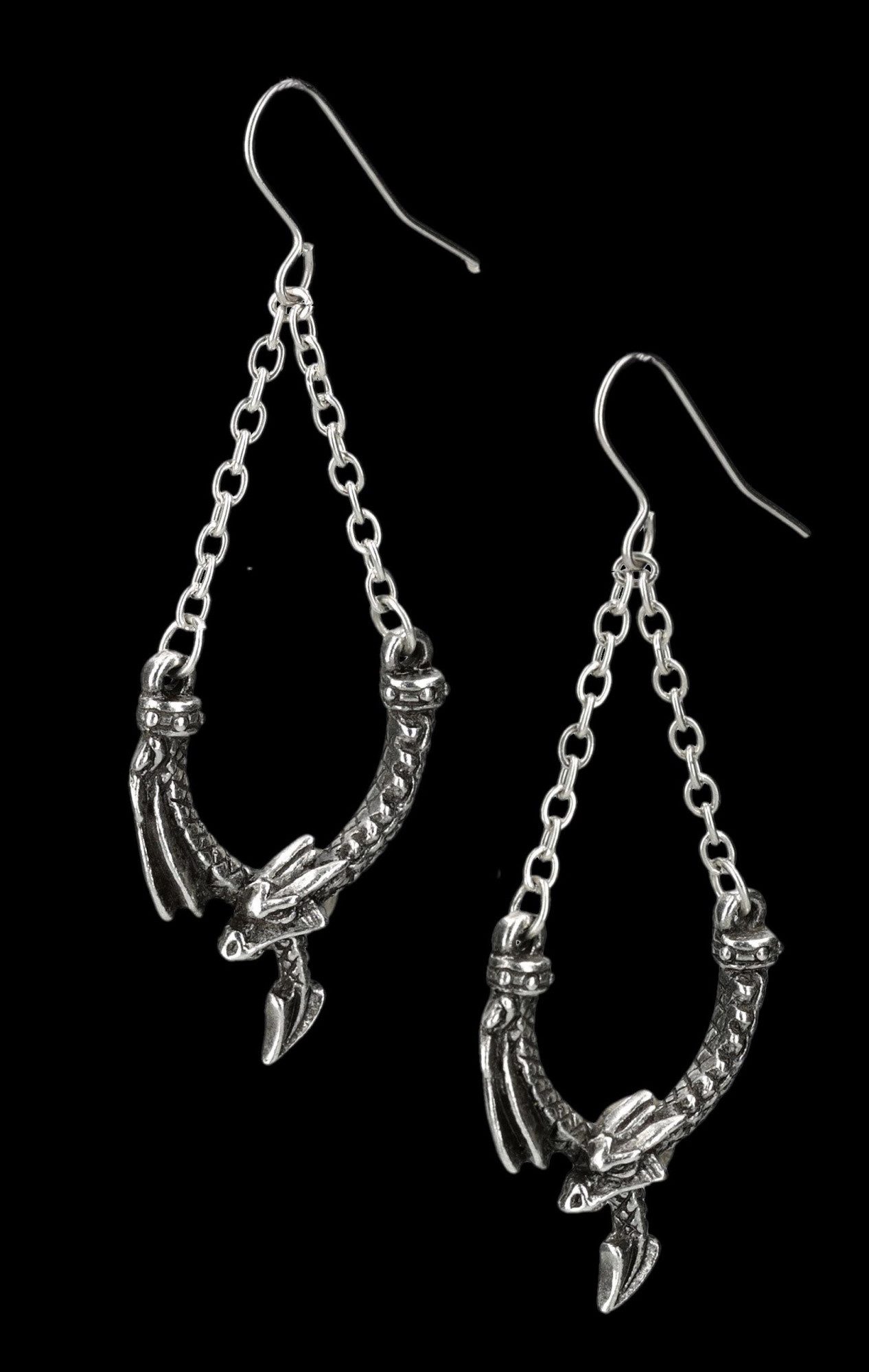 Figuren Shop GmbH Ohrring-Set Drachen Ohrringe – Fantasy Schmuck Gothic Ohrhänger 7 cm Modeschmuck (2-tlg)