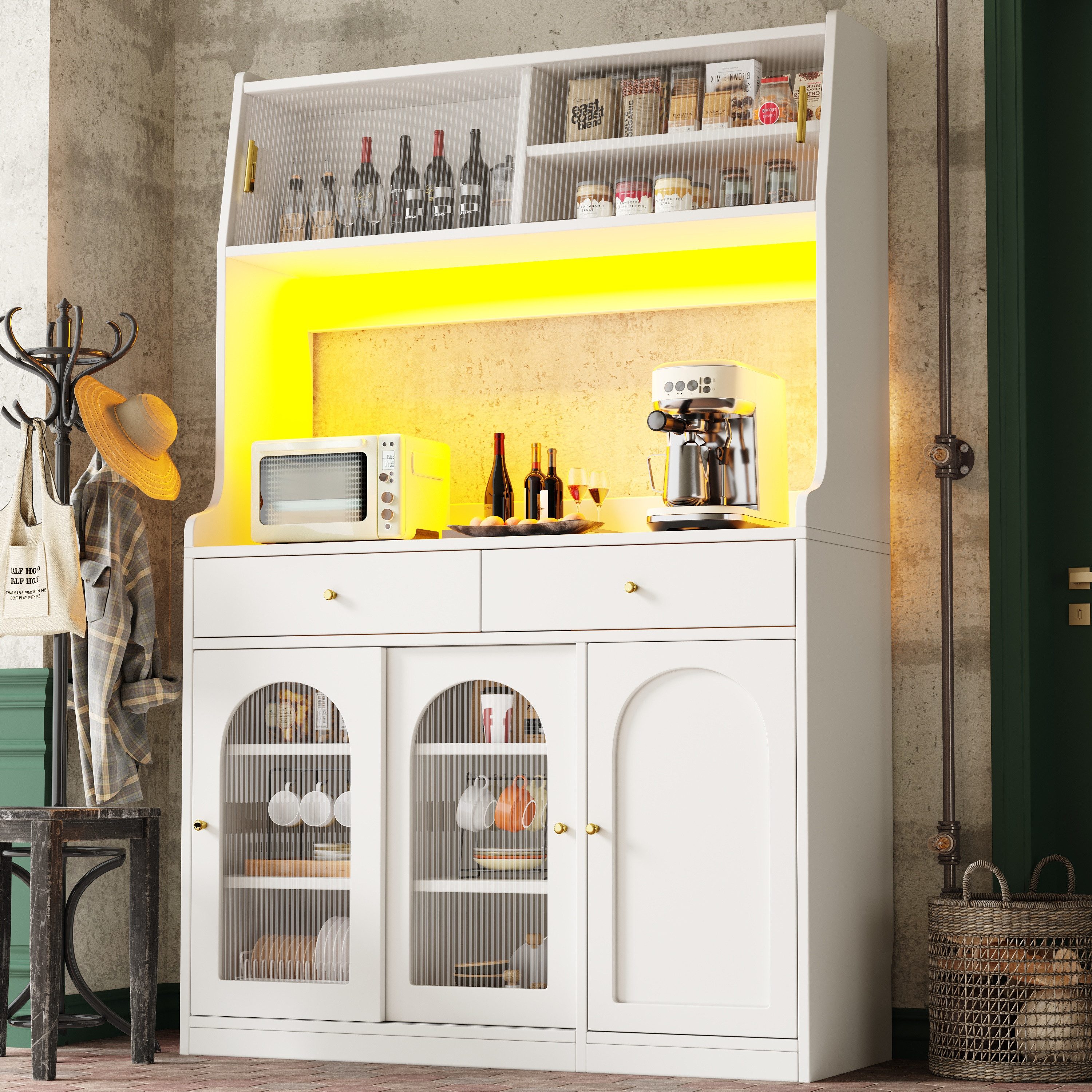 MODFU Hochschrank Küchenschrank,Vitrinenschrank,Buffetschrank (Hochwertiger günstig online kaufen