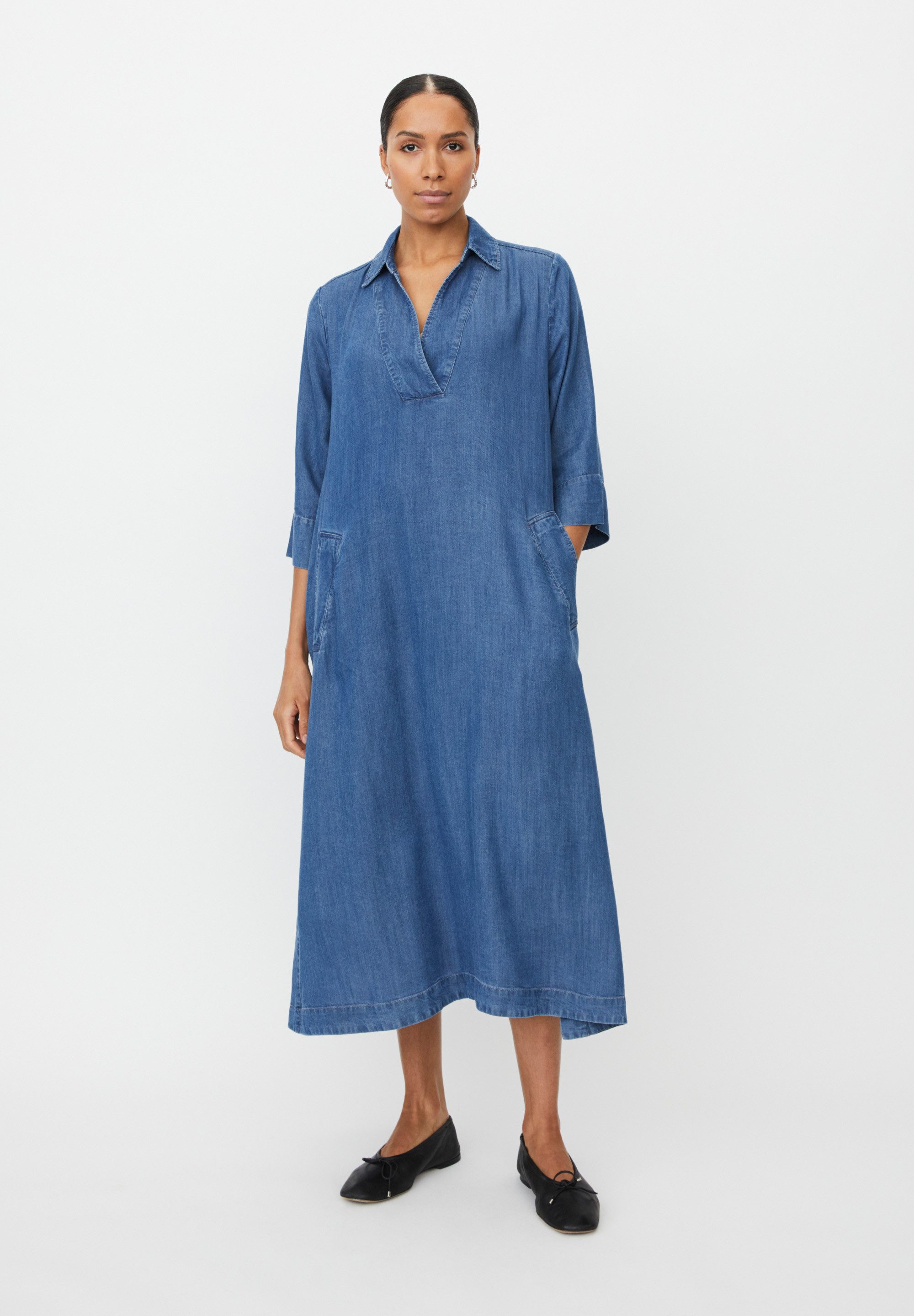 Masai Jeanskleid MaNikeeta Hemdkragen, V-Ausschnitt
