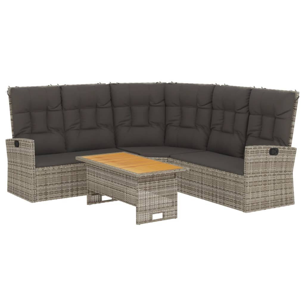 vidaXL Gartenlounge-Set 2-tlg. Garten-Lounge-Set mit Kissen Grau Poly Rattan, (2-tlg)