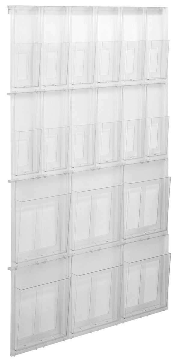 HELIT Stehsammler Prospekthalter Placativ Wandset 6 x A4 + 12 x DINlang glasklar