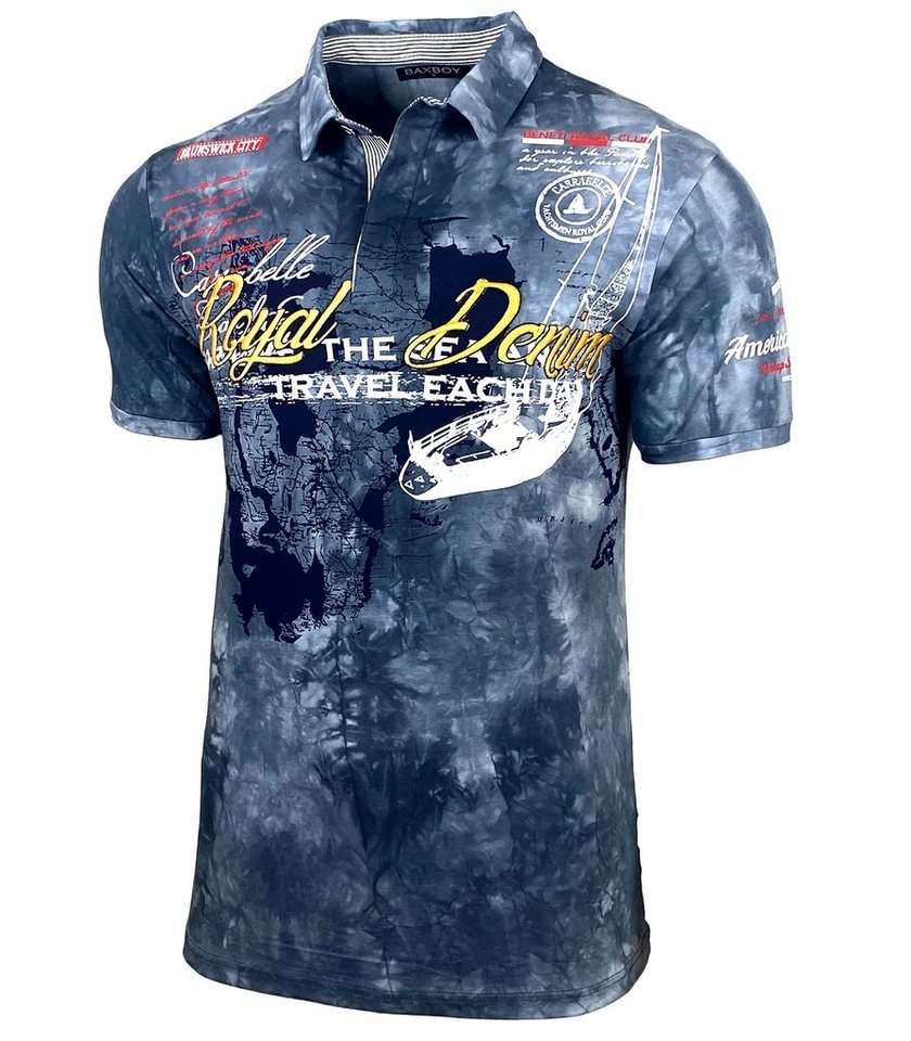 Baxboy T-Shirt Baxboy Herren Poloshirt Verwaschen Kurzarm Polo T-Shirt B-151