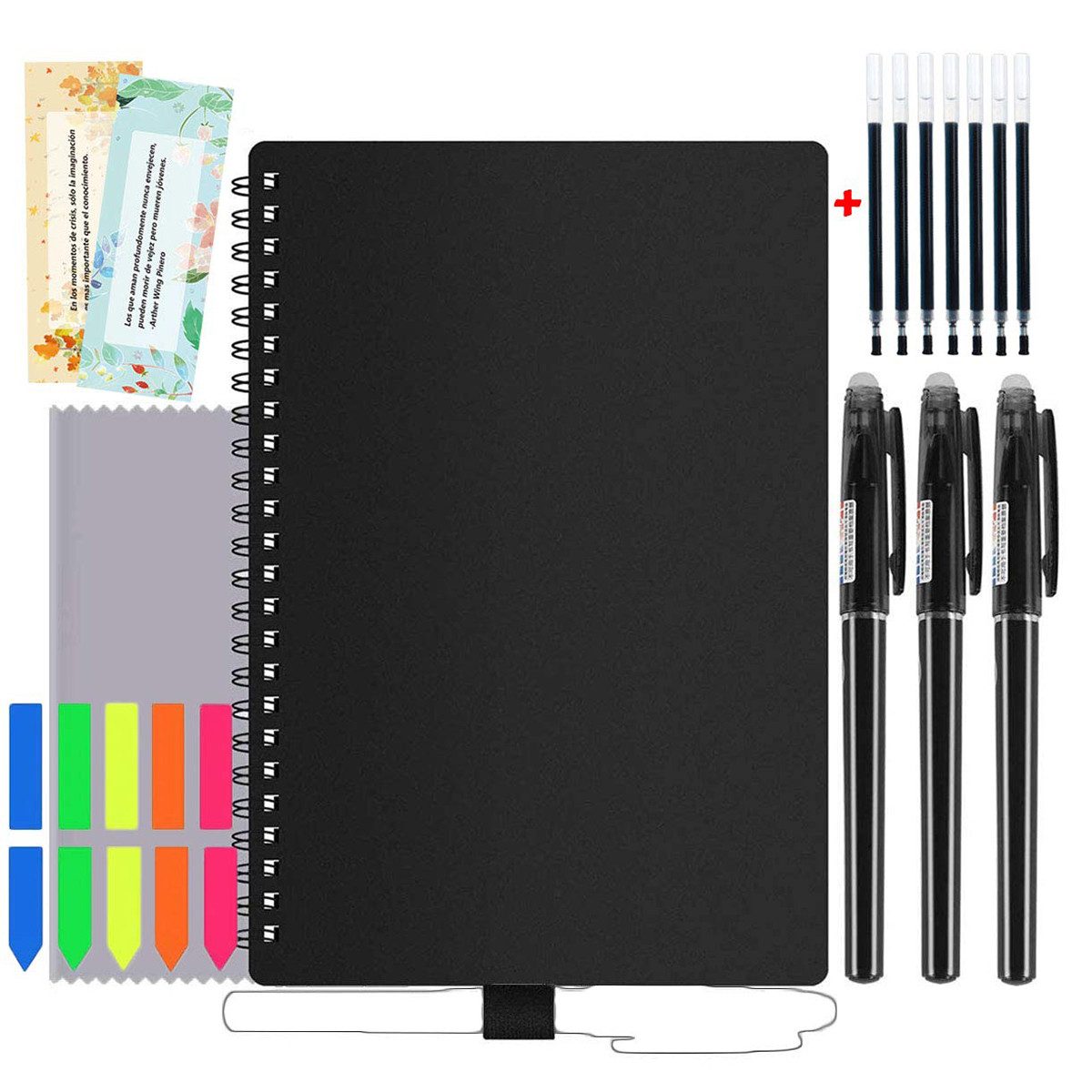 ZEUOPQ Notizbuch Spiral-Notizbuch Notizblock App Backup Business Notebook tragbar und praktisch Schriftart löschbar, Mit 2 Lesezeichen, 3 Stiften, 7 Minen, etc.