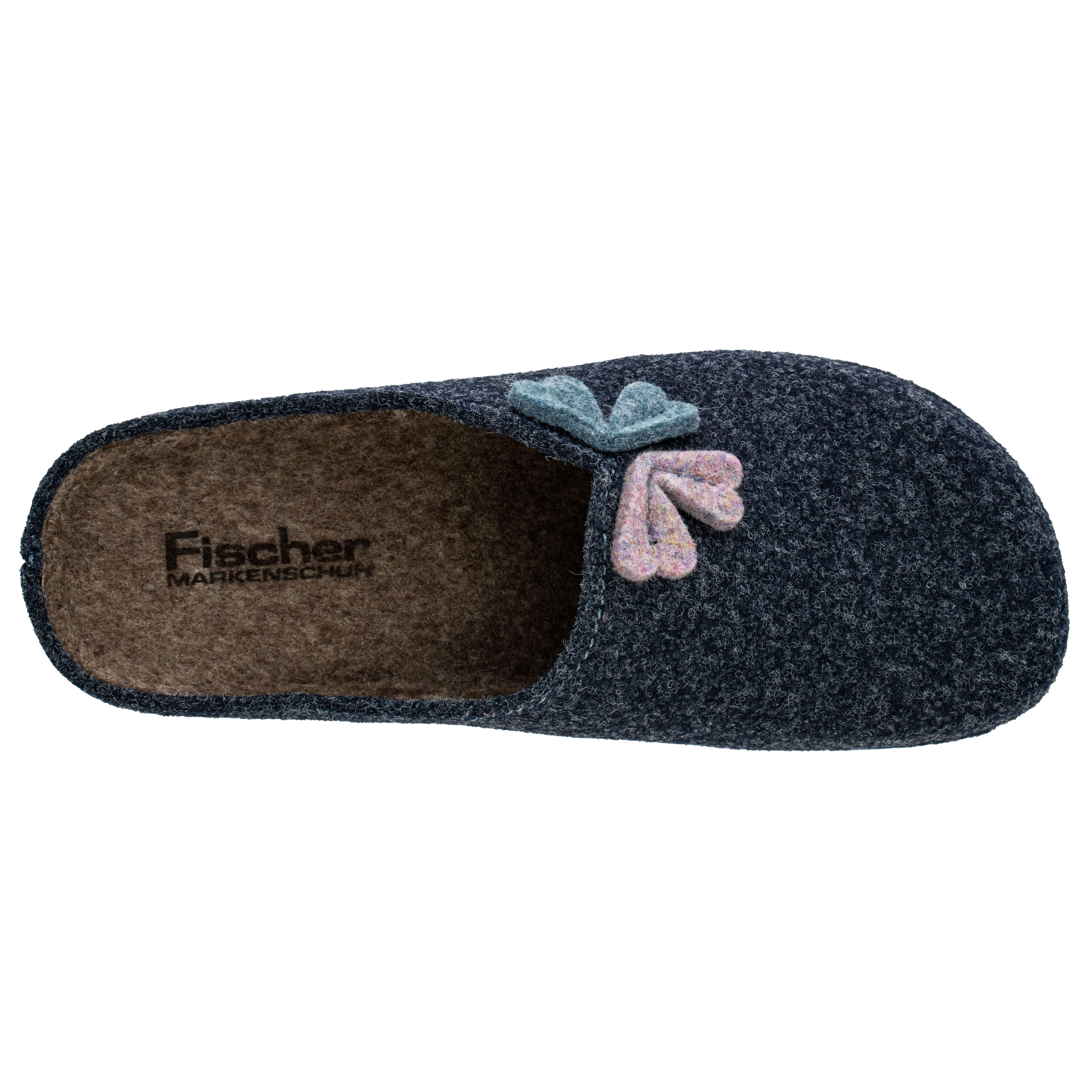 Fischer-Markenschuh Anne Pantoffel aus recyceltem PET Filz, gepolstere Filzsohle, 25mm Absatzhöhe