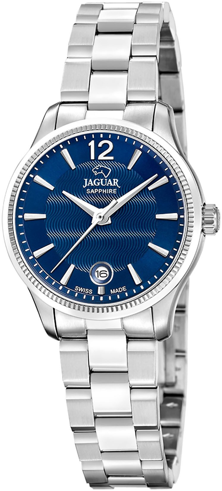 Jaguar Quarzuhr Essentia J1045/3, Armbanduhr, Damenuhr, Swiss Made, Edelstahlarmband,Saphirglas,Datum